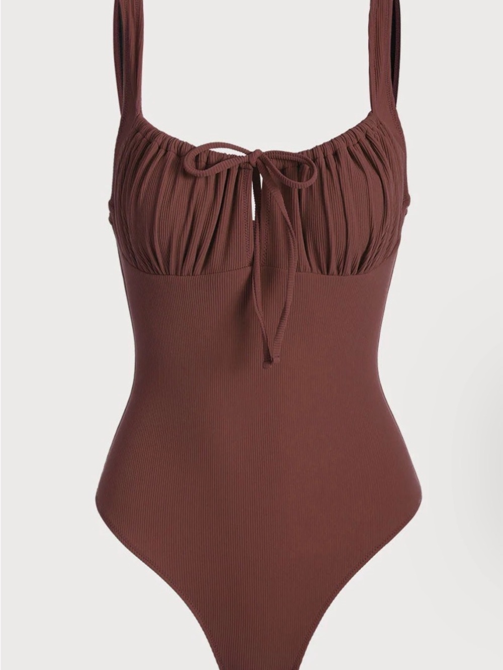 Berlook Ribbed One-Piece Swimsuit in deep Maroon/Brown